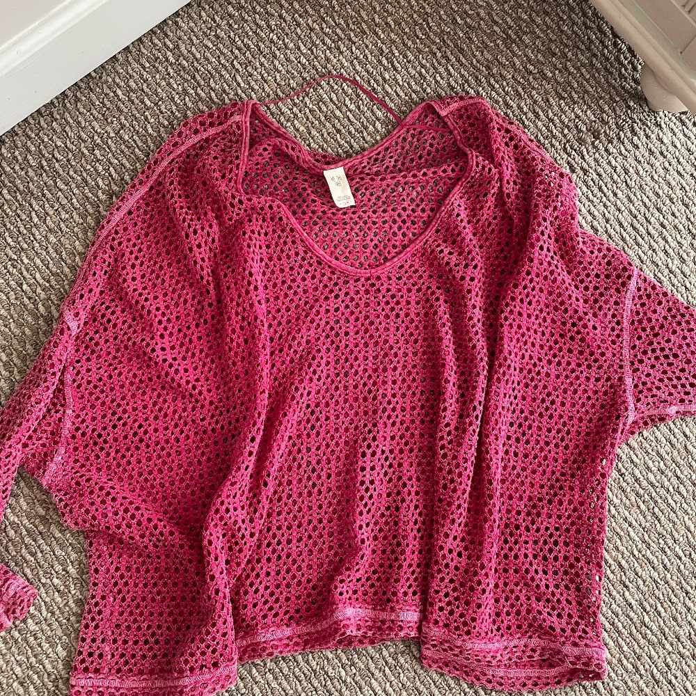 Free People crochet pink top